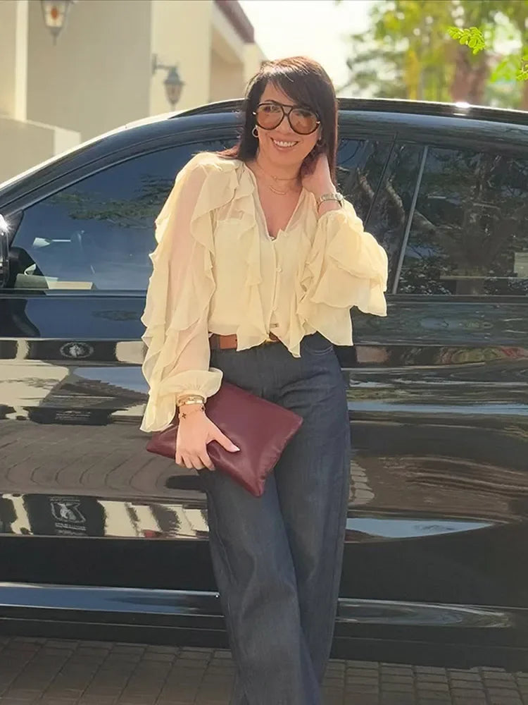 Luminous Ruffle Blouse